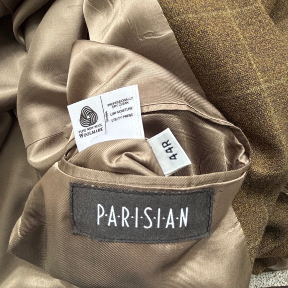 Hart Schaffner Marx Windowpane Plaid Blazer 44L Brown Sport Jacket Parisian Wool - Picture 11 of 16